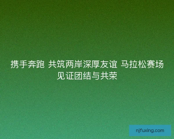 携手奔跑 共筑两岸深厚友谊 马拉松赛场见证团结与共荣