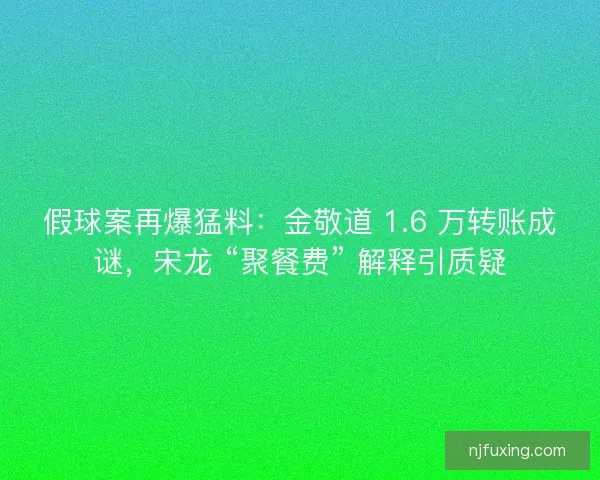 假球案再爆猛料：金敬道 1.6 万转账成谜，宋龙 “聚餐费” 解释引质疑